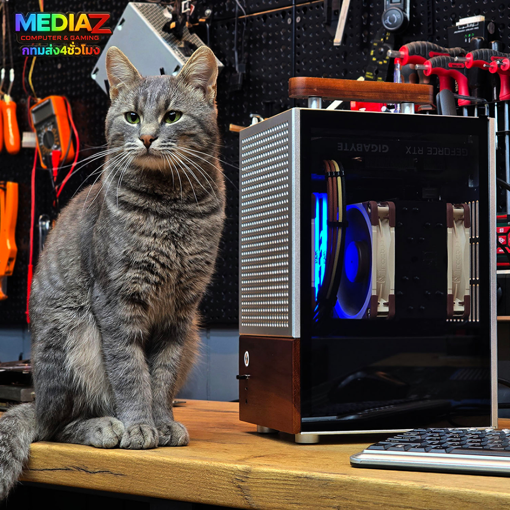 ส่งทันที เคส iTX เล็กสั้น หิ้วได้ อลูมิเนียมอัลลอยด์ psu atx Jonsbo T6 Silver Black Wood MediaZShop