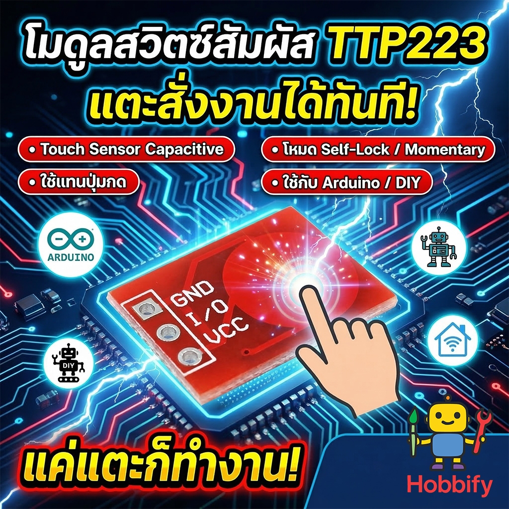 👆 โมดูลสวิตช์สัมผัส TTP223 Capacitive Touch Sensor - เปลี่ยนทุกการกดให้เป็นเรื่องง่าย! ✨