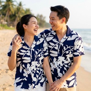ROAMING HF04 เสื้อฮาวาย ผ้าไหมฝรั่งเศส เสื้อครอบครัว Hawaiia…