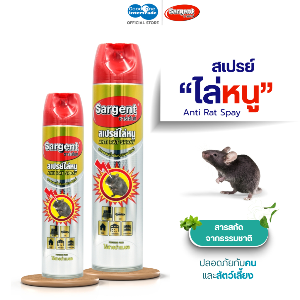 SARGENT ซาร์เจ้นท์ สเปรย์ไล่หนู 250-600 มล. กลิ่นไม่ฉุน ใช้ได้ในบ้านและรถ