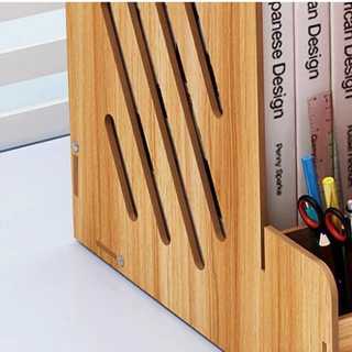พร้อมส่ง ชั้นวางเอกสารลายไม้ 4ชั้น จัดระเบียบโต๊ะ เก็บปากกา เครื่องเขียน Desk Organizer Wooden