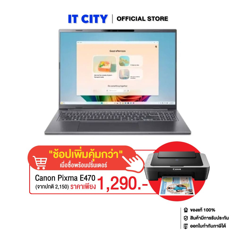 Acer Aspire 16 AI A16-61MT-R7MF/R Ai 5-340/16GB/512GB/UMA/16"_Touch-Screen /W11_Office/Steel Gray/2Y
