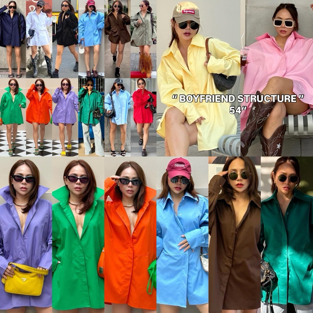 Bright by Aruna: “ เชิ้ตโอเวอร์ไซร์BOYFRIEND STRUCTURE ”54“ยาว30”