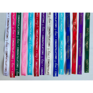 ริบบิ้นผ้าขอบ congratulation แบบตัดแบ่ง