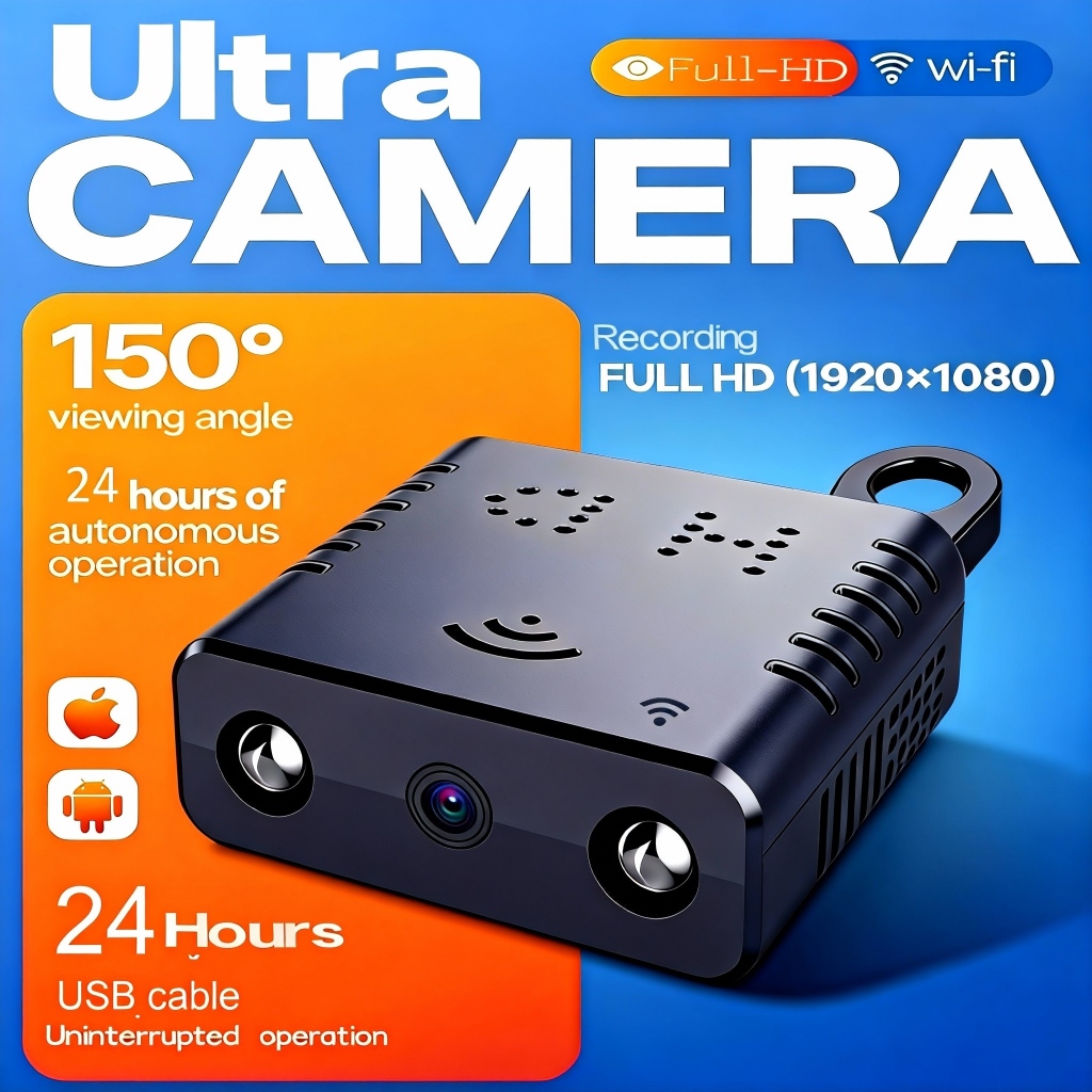 Mini wireless spy camera, hidden 1080P WiFi security camera, indoor and outdoor motion detection