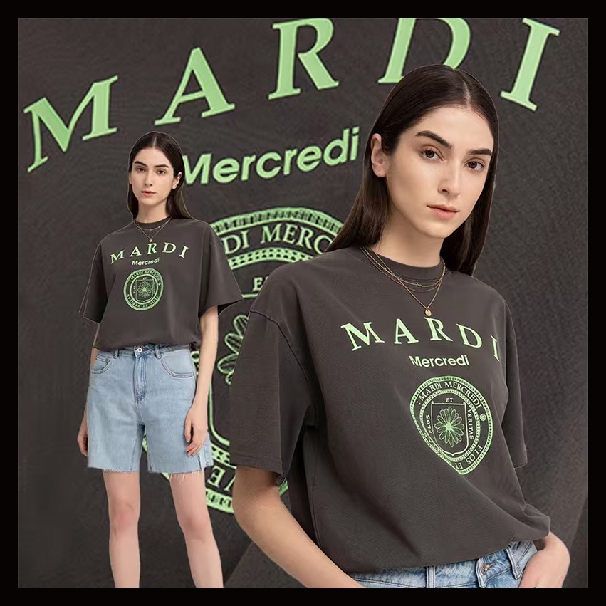 🇰🇷 ของแท้ 🌼Mardi Mercredi Badge เสื้อยืดตัวอักษร /มี 2 สีให้เลือก