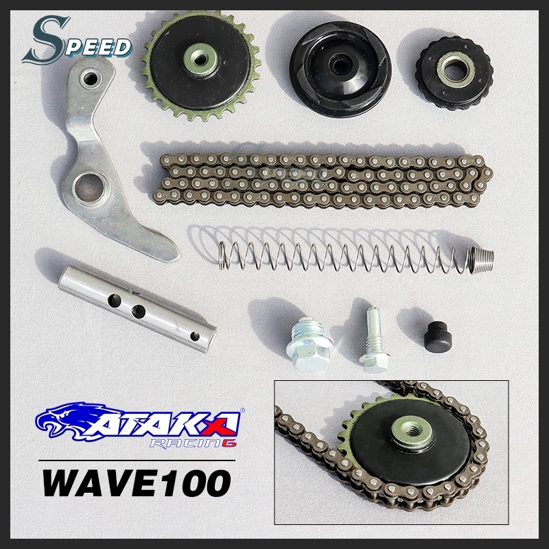 ATAKA ชุดโซ่ราวลิ้น 1 ชุด HONDA WAVE100/EX5/DREAM ยกชุด แถม สปริงดันโซ่ น๊อต แหวนกันน้ำมัน WAVE110i 