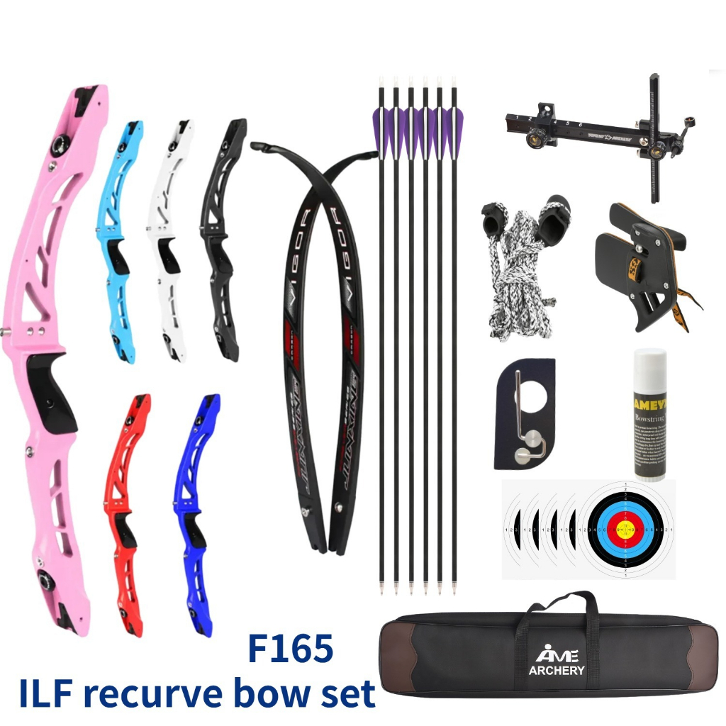 JUNXING F165 68" Recurve Bow, 20-40 lbs, Magnesium Alloy Riser, Complete Training Set