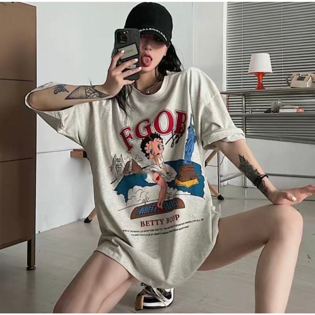 A027เสื้อยืดคอตตอนสไตล์เกาหลีลายการ์ตูนวินเทจเท่ๆคลูๆน่ารักสุดๆ【ส่งจากไทย】📞