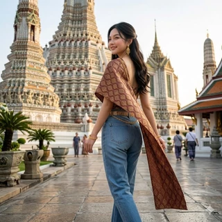 สไบใส่คู่ยีนส์ ห่มสไบใส่ยีนส์ (สไบอย่างเดียว)