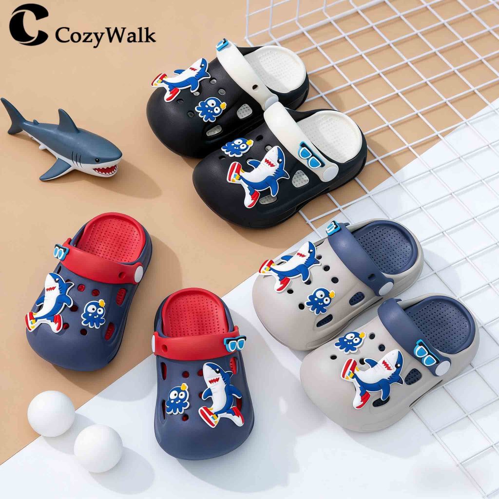 [พร้อมส่งในไทย] CozyWalk รองเท้าเด็ก 🦈 ลายฉลาม EVA นุ่ม เบา ใส่สบาย กันลื่น กันน้ำ มีสายรัดส้น