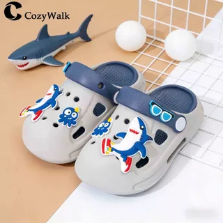 CozyWalk รองเท้าเด็ก 🦈 ลายฉลาม 3D วัสดุ EVA ใส่สบาย กันลื่น กันน้ำ มีสายรัดส้น พร้อมส่งในไทย