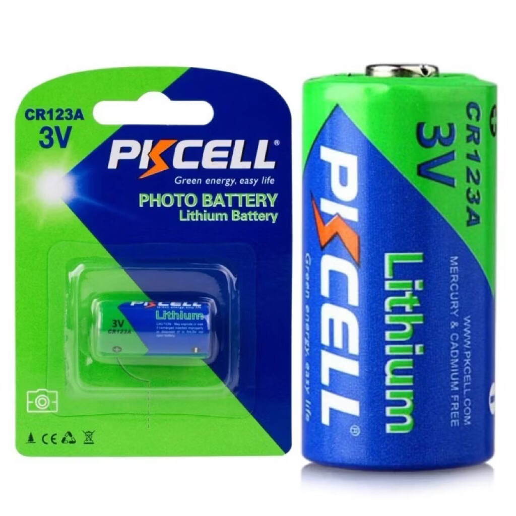 ถ่าน Lithium PKCELL CR123A 3V ถ่านกล้องถ่ายรูปCR123A ของแท้1ก้อน