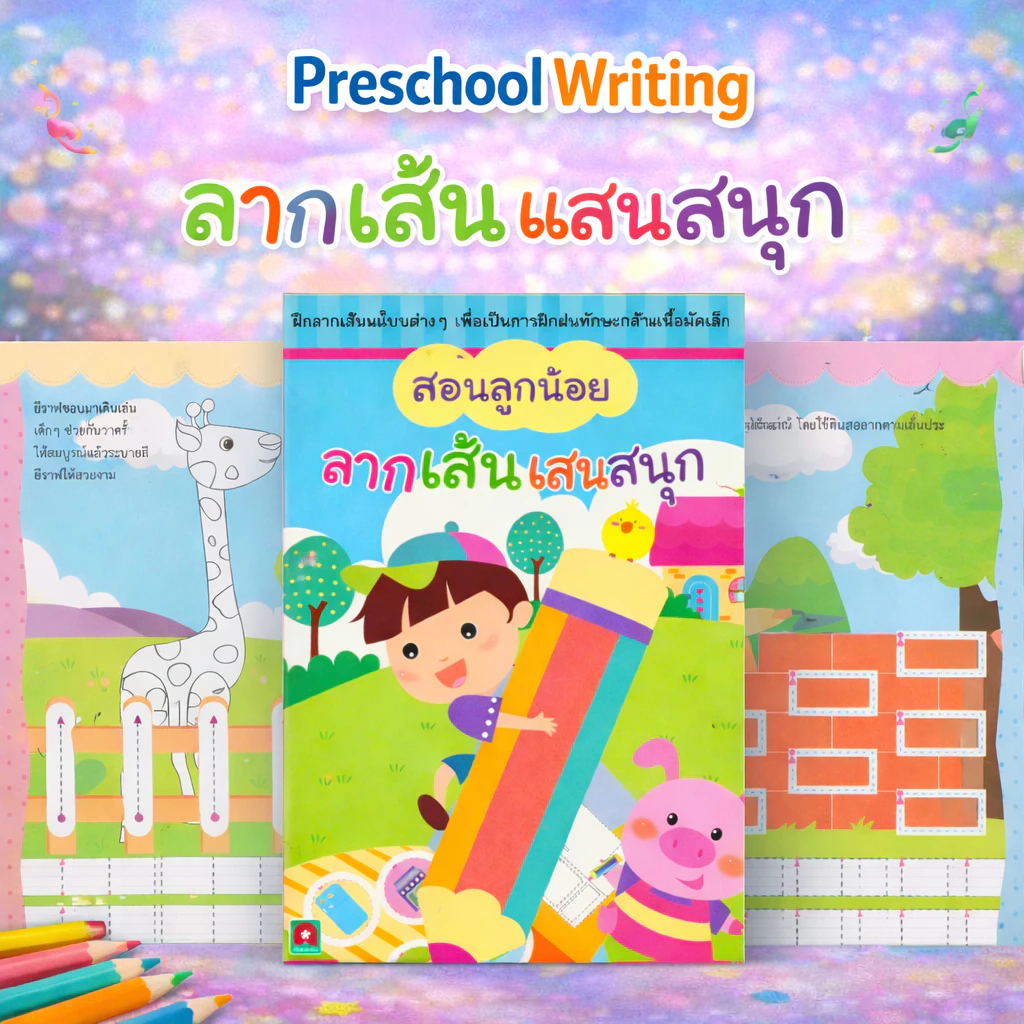 Aksara for kids หนังสือ แบบฝึกหัด สอนลูกน้อย ลากเส้นแสนสนุก