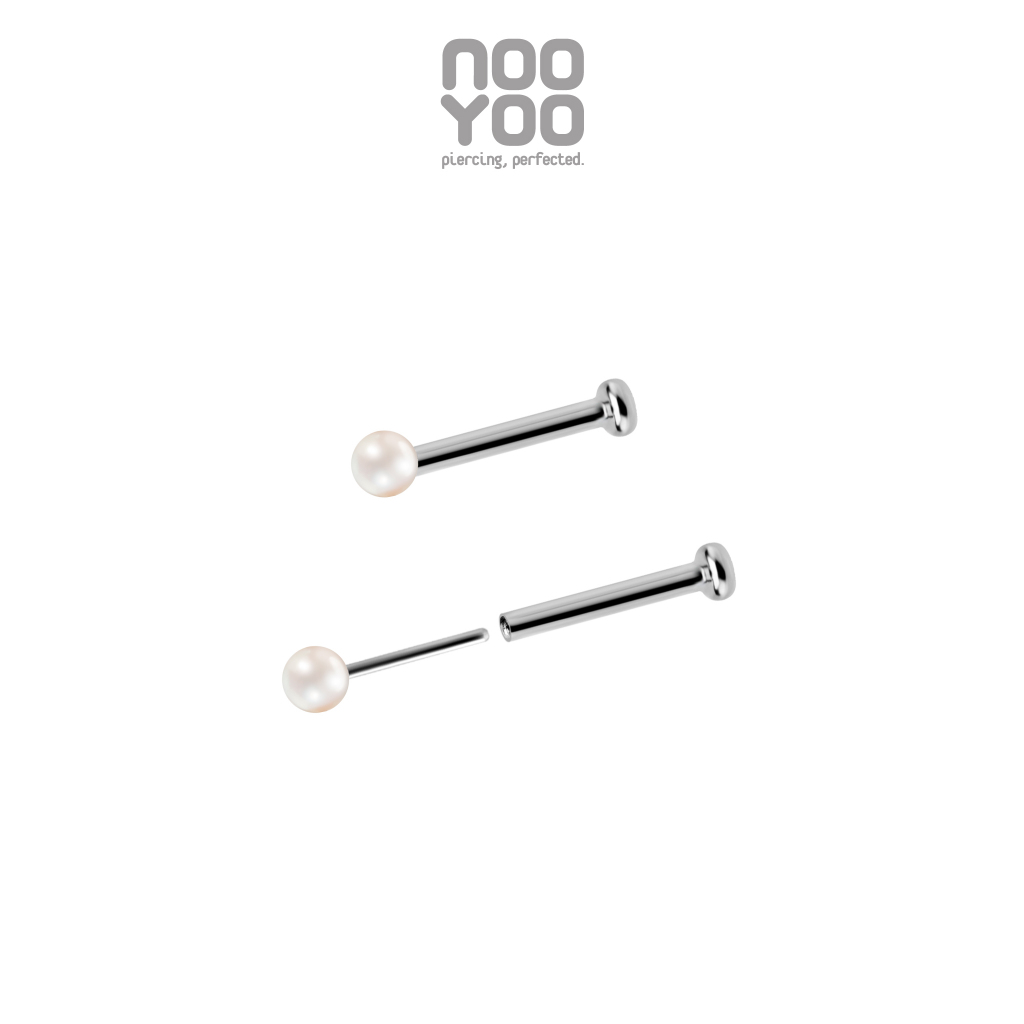 NooYoo ต่างหูสำหรับผิวแพ้ง่าย 4mm Fresh Water Pearl Titanium TL