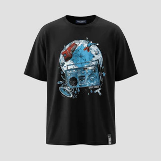 DAVIE JONES [BE FEARLESS] เสื้อยืดผู้ชาย Graphic Oversized Fit T-Shirt สีดำ TB0493