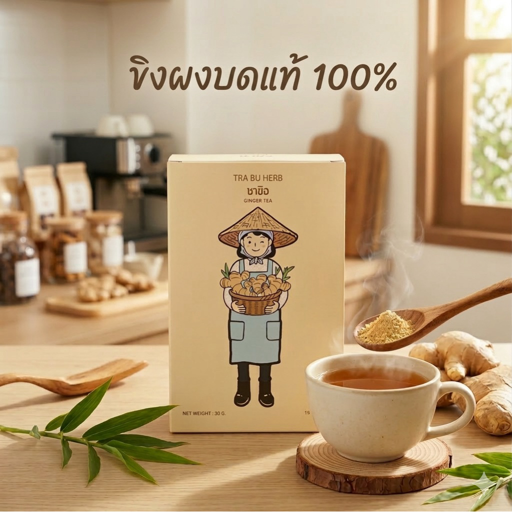 ขิงผงบดแท้100% แบบซองชา