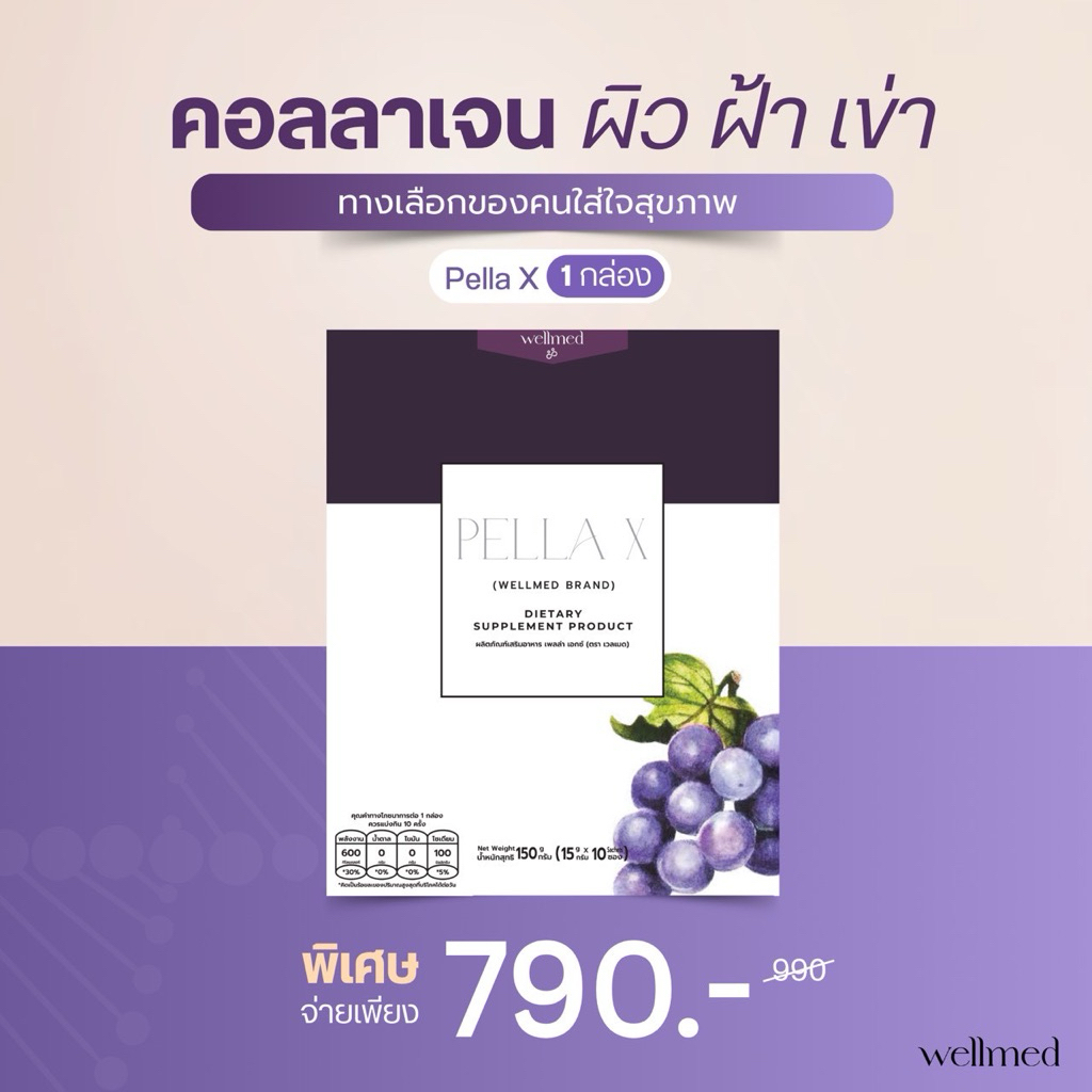 Pella x 🔥ผิวขาว บูสต์ผิวใส ใน 14 วัน คอลลาเจน แบรนด์ wellmed นำเข้าจากญี่ปุ่น