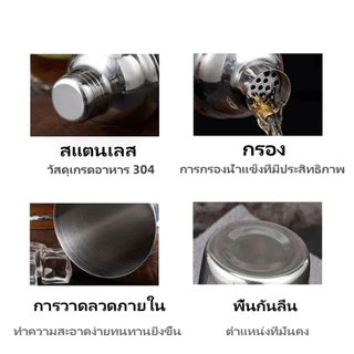 ส่งไวจากไทย แก้วเชคค็อกเทล เชคเกอร์ สแตนเลส304 ขนาดหลายตัวเลือก ใช้ทำชานม ค็อกเทล Cocktail Shaker