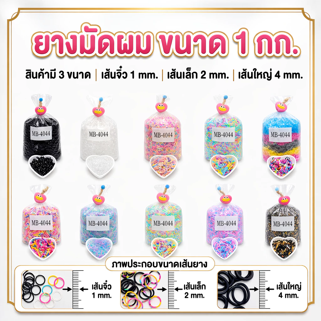 ยางรัดผม ยางมัดผม ยางกิโล (1 ถุง น้ำหนัก 1 KG.)