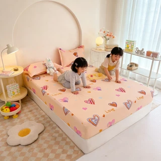 ผ้าปูที่นอนกันไรฝุ่น ชุดผ้าปูที่นอน(ฟรี2 ชิ้น ปลอกหมอน)มี3.5ฟุต/5ฟุต/6ฟุต ผ้ารองกันเปื้อนที่นอน รัดมุม360° ปกป้องที่นอน
