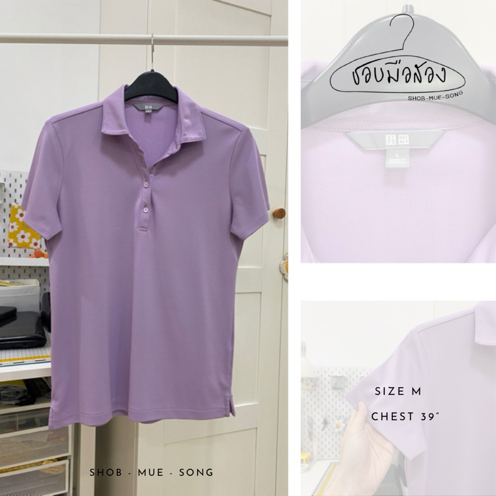 Uniqlo เสื้อโปโล สีม่วง มือสอง