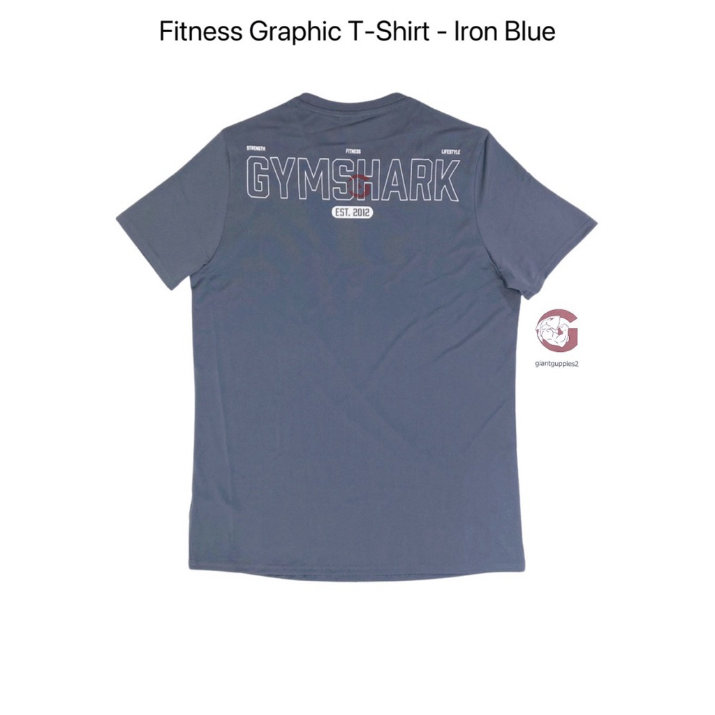 Gymshark ของแท้ 100% พร้อมส่ง Fitness Graphic T-Shirt - Iron Blue