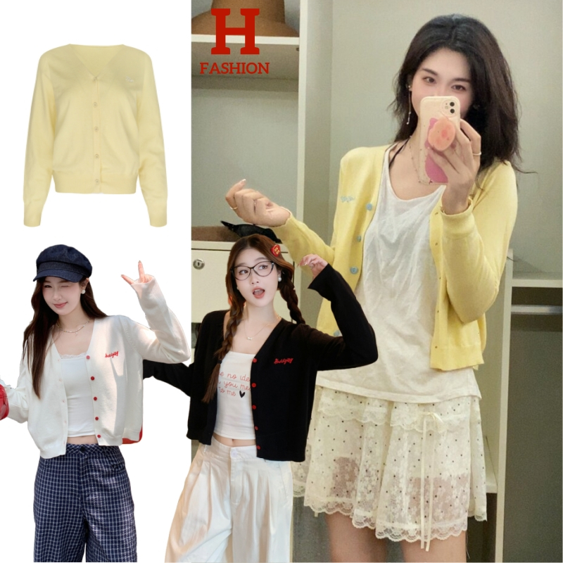 HOT พร้อมส่ง เสื้อคาร์ดิแกรนแขนยาว ผ้าไหมพรม สีน่ารักใส่สบาย เกาหลีมาก Z-K117