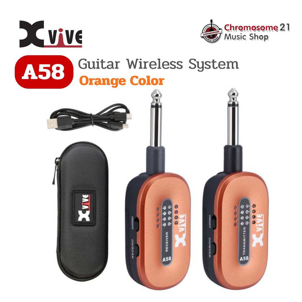ไวร์เลสเครื่องดนตรี Xvive A58 Guitar Wireless System (สี Orange)