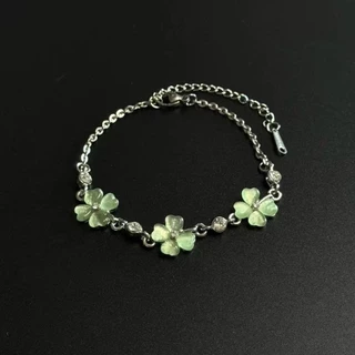 L378 สร้อยข้อมือใบโคลเวอร์ 3 ดอก สัญลักษณ์แห่งความโชคดี พร้อมส่งจากไทย