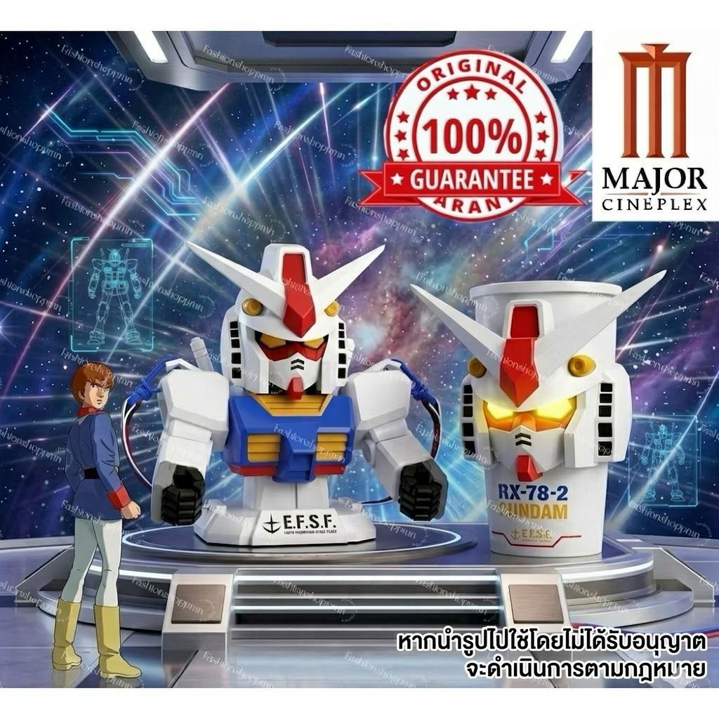 (ทักลด50%) ‼️ส่งด่วนกทม. เปิดไฟได้ Cup set แก้วน้ำกันดั้ม RX78 ถังป๊อปคอร์นกันดั้ม Gundam แท้ Major 2026