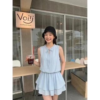 conycolours | sunday jump dress เดรสสั้นแขนกุด เอวยางยืด