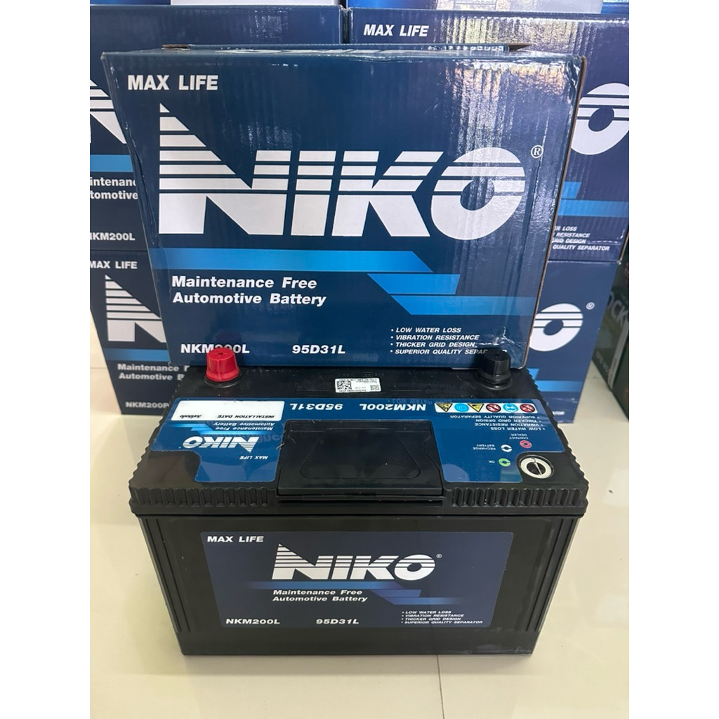 แบตเตอรี่พร้อมใช้ยี่ห้อNikoรุ่นNKM200L-95D31Lมาตราฐานญี่ปุ่น