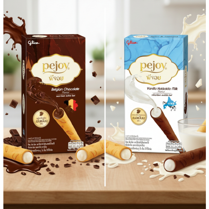 Pejoy บิสกิตแท่งสอดไส้ครีม แบบแพ็ค( 12.5 g.x12 ซอง)