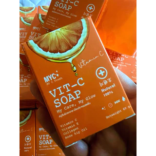 สบู่หน้าใส🍊MY C Fresh Vit C Soap(60g.) ✨แท้ 100% หน้าใส ไร้สิว ทำความสะอาดล้ำลึก Exp 20/06/28(New Package)💕แถมถุงตาข่าย💕
