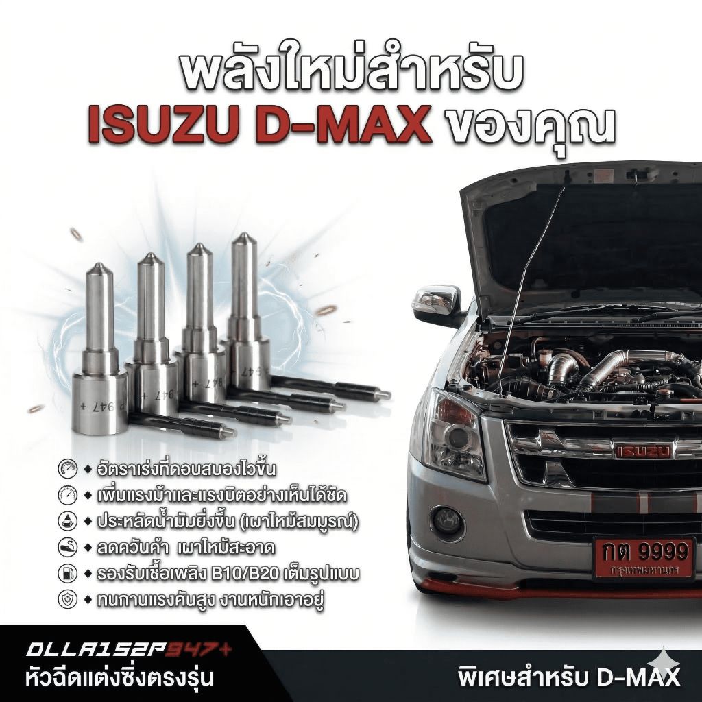 หัวฉีด947 หัวฉีดนาวาร่า แถมฟรี แหวนรองหัวฉีด แท้ มีประกัน แรงม้าเพิ่ม เดินเรียบ