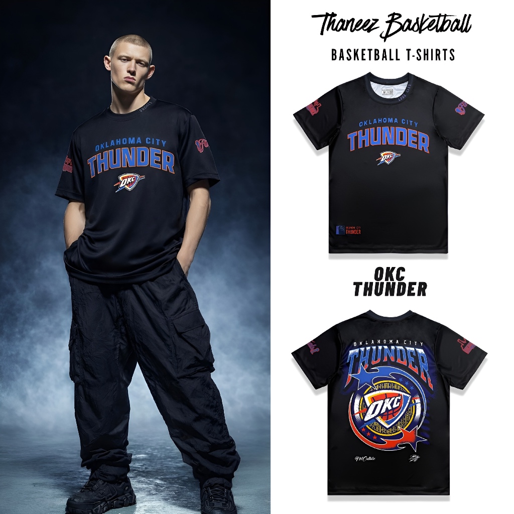 เสื้อยืด เสื้อแขนสั้น Shooting Shirts OKC THUNDER BLACK [ มีไซส์ใหญ่ ]
