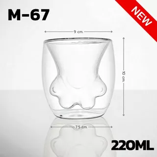 แก้วน้ำ 2 ชั้น ลายการ์ตูนน่ารัก แก้วกาแฟ Double Wall Glass สวยงาม ทนทาน ใส่ได้ทั้งน้ำร้อนและเย็น แก้ว สไตล์มินิมิอล