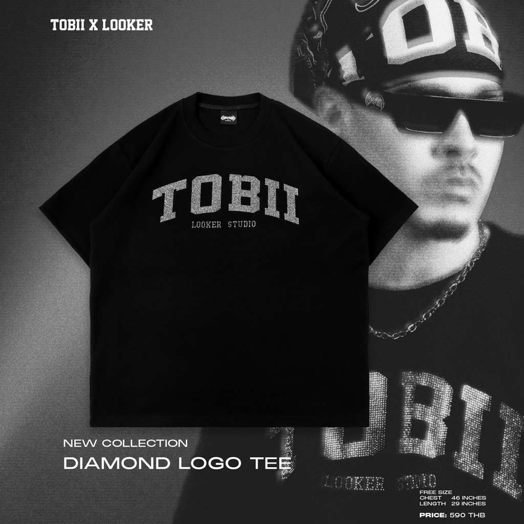 เสื้อยืดสีดำ LOOKER x TOBII — DIAMOND LOGO TEE