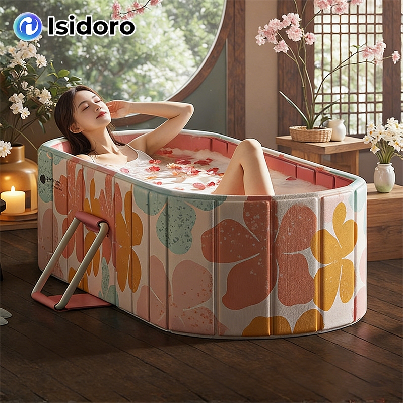 Isidoro อ่างอาบน้ำพับได้สำหรับบ้าน 1.2 / 1.5 เมตร รูปร่างยาว ทำให้หนาขึ้น ทนทาน การเก็บรักษาความร้อน อ่างล้างหน้าแบบพกพา