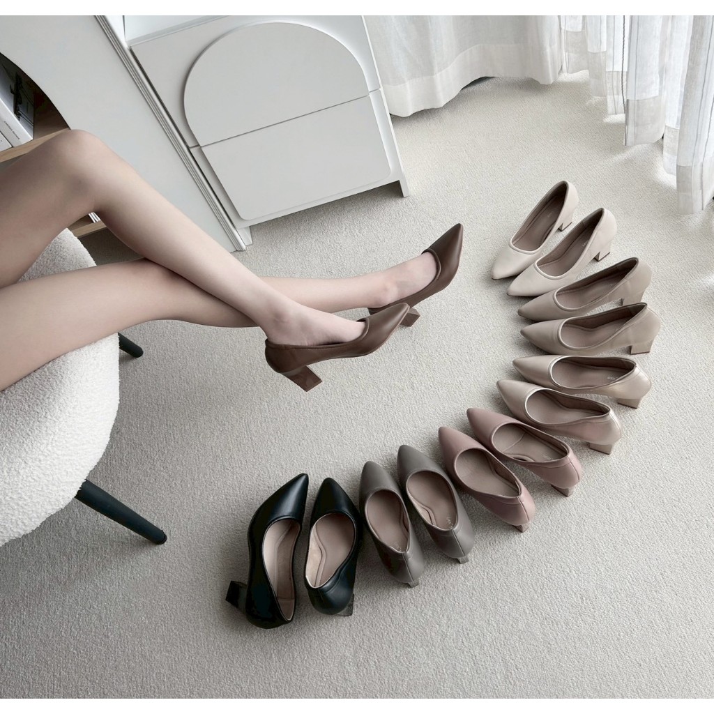 รองเท้าคัทชู ปลายแหลมBlock Heels ส้นสูง2นิ้ว รองเท้าkaimooksissy ks681004