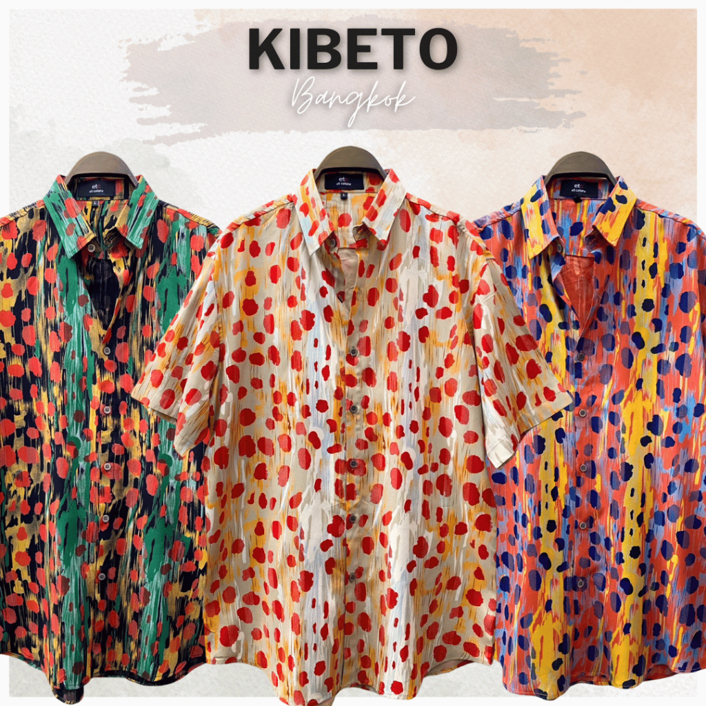 Kibeto เสื้อฮาวาย ลาย dot art 3 สี ผ้าสปันเรยอน ผ้านิ่ม ใส่สบาย ไม่ร้อน M L XL 2XL 3XL