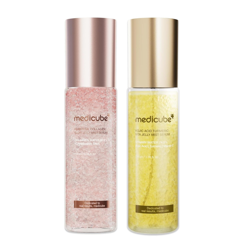 MEDICUBE Jelly Mist Duo Pink PDRN Collagen + Kojic Acid Turmeric Gold เจลลี่มิสต์เซรั่มไฮบริด จับคู่เองได้ ผิวฉ่ำ ใส กัน