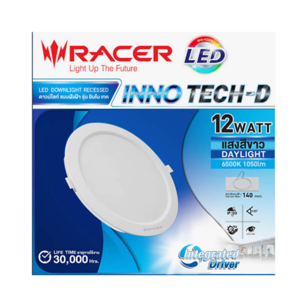 โคมไฟดาวน์ไลท์ LED แบบฝังฝ้า รุ่น INNO TECH-D 9W , 12W , 18W แสงสีขาว