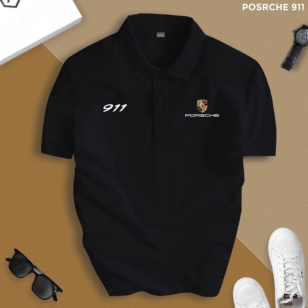 เสื้อโปโลโลโก้ Poch 911 สำหรับผู้ชายและผู้หญิง ผ้าฝ้าย 100% พิมพ์ลาย พร้อมส่ง สวมใส่สบายทุกวัน