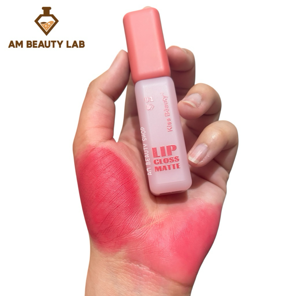 ลิปกลอส Kiss Beauty Lipgloss Matte ติดทน กันน้ำ โทนชมพู-แดง