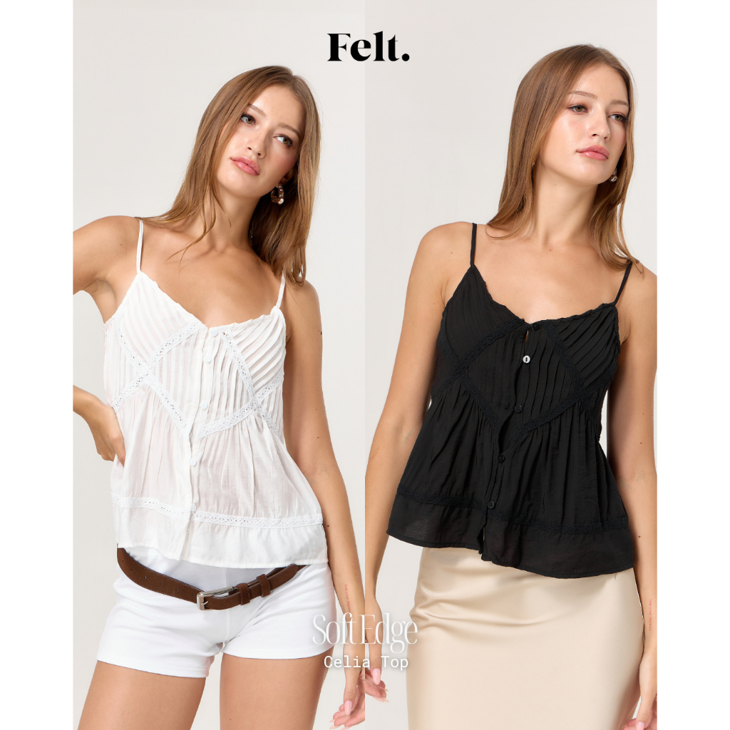 Felt.bkk Celia Top เสื้อสายเดี่ยวปรับสายได้ ทรงเข้ารูป Heart Neck เก็บเอว