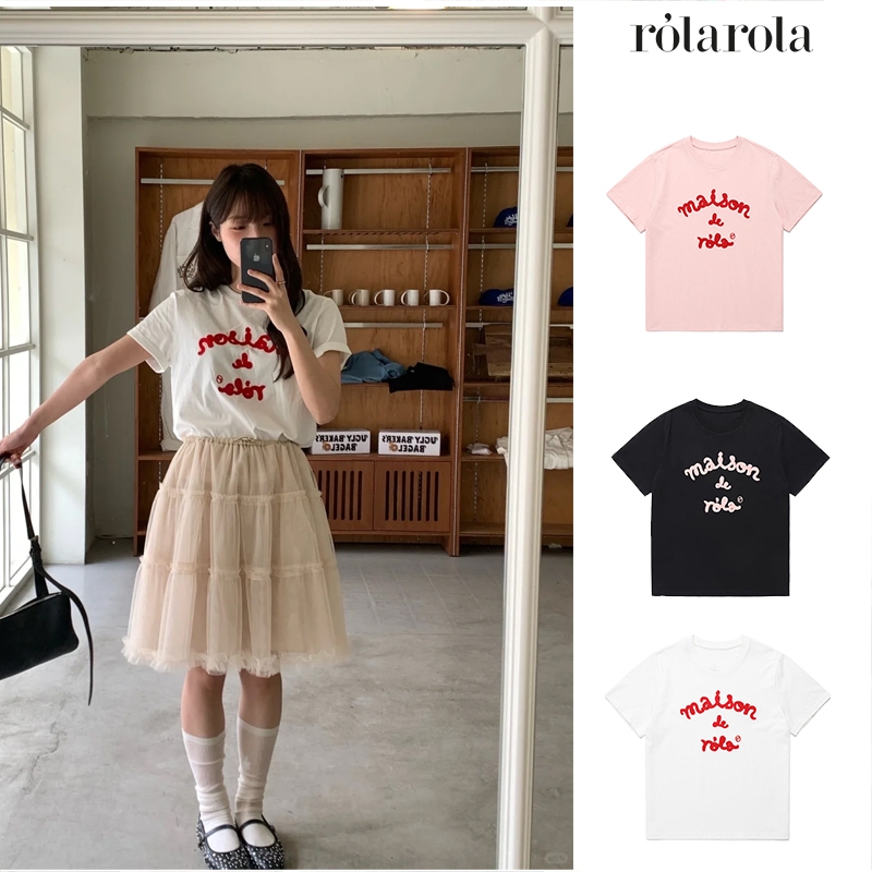 Rolarola Maison Rola Embroidery T-shirt วอนยอง เสื้อเกาหลี ระบายอากาศดี
