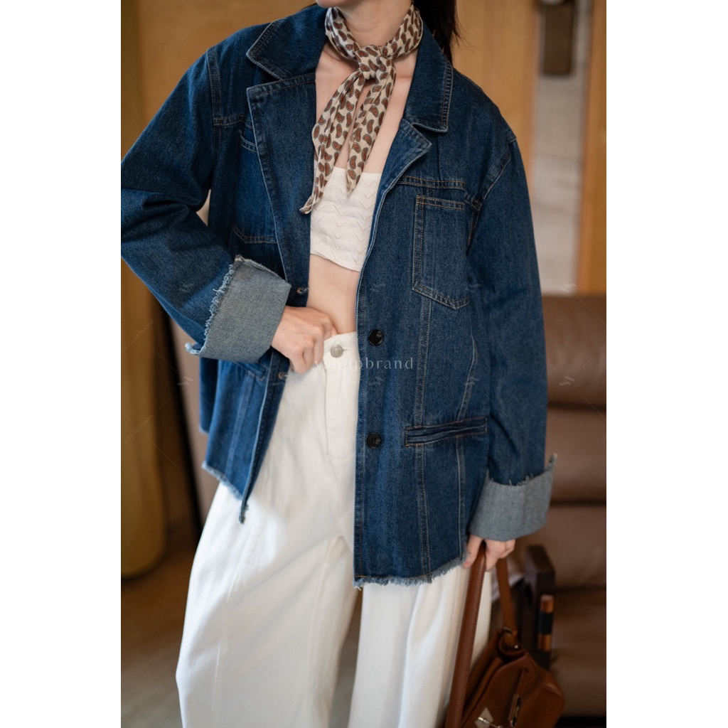 ✅พร้อมส่ง✅ 3969 เสื้อยีนส์ blazer เบลเซอร์ แต่งชายรุ่ย อก44“   Vshop