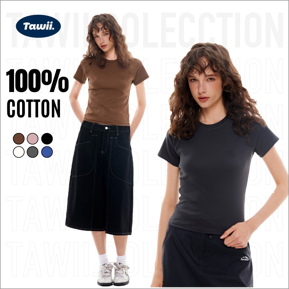 Tawii. เสื้อยืดคอลล์บูล 100% Cotton นุ่มและอ่อนไหวกับผิว หายใจได้ดี ไม่เปลี่ยนรูปง่าย